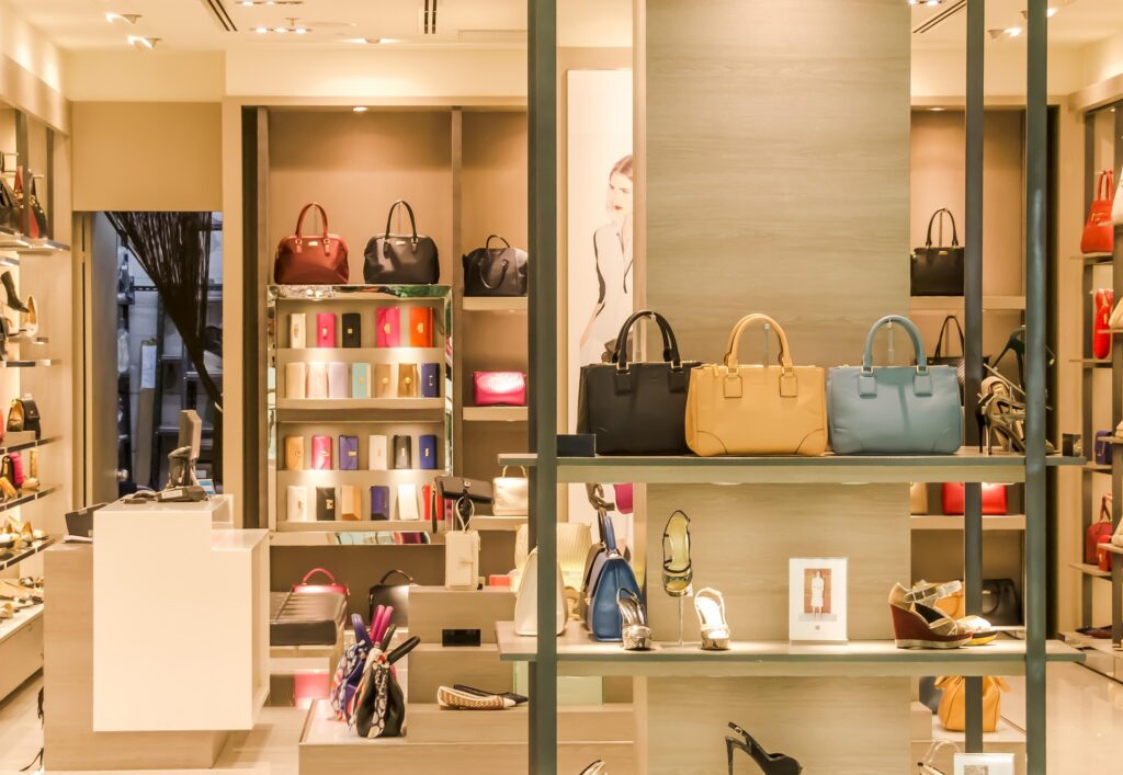 luxury prices for handbags in a mall