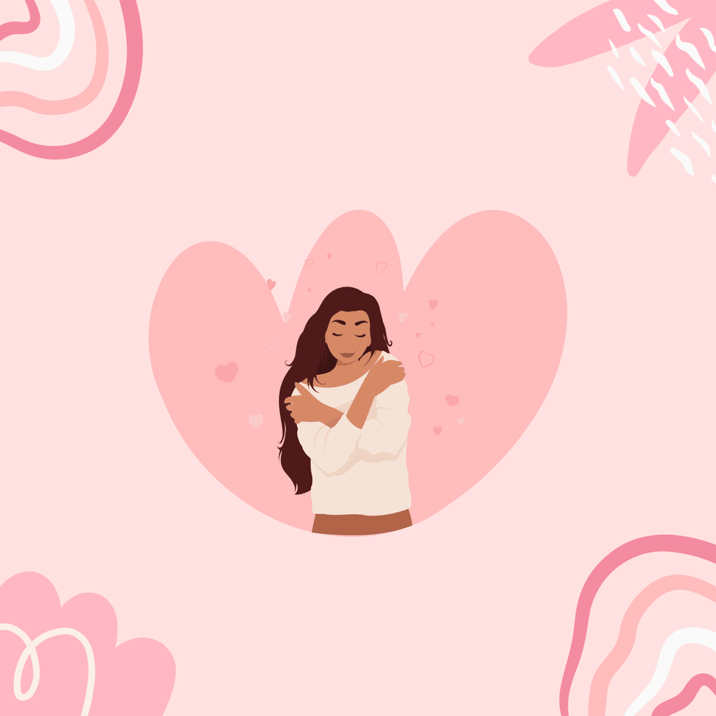 woman hugging herself and her net worth