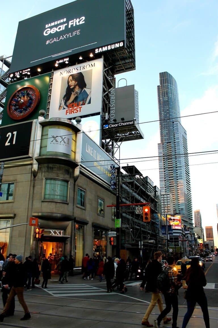 billboard with advertising to sway you to spend money